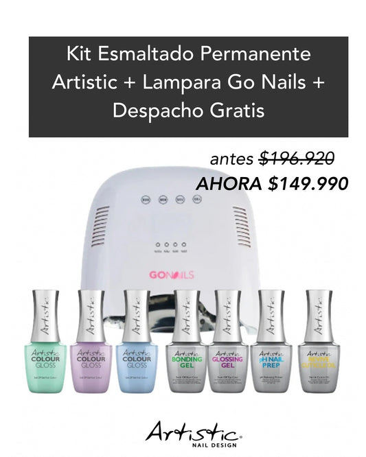 Kit Esmaltado Permanente Artistic + Lampara Go Nails + Despacho Gratis